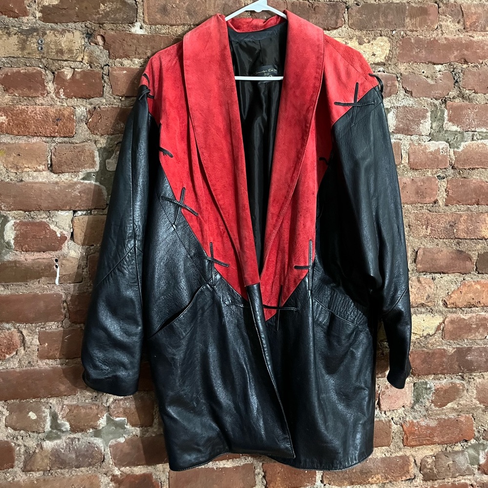 The most stunning black leather and red suede jacket!